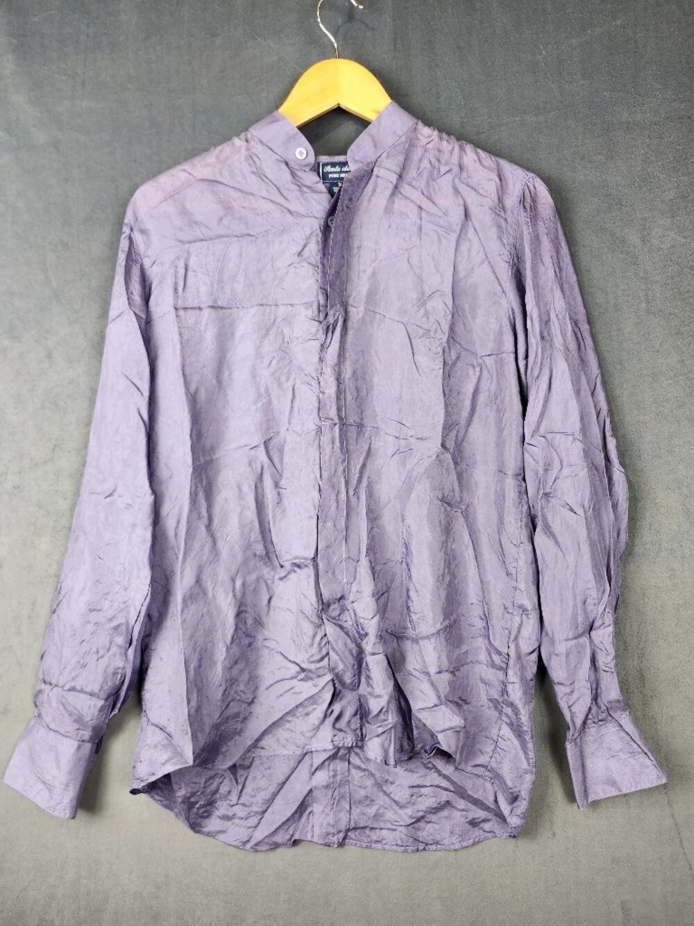 Penta Club 100% Silk Light Purple Button Down Shirt Size Small